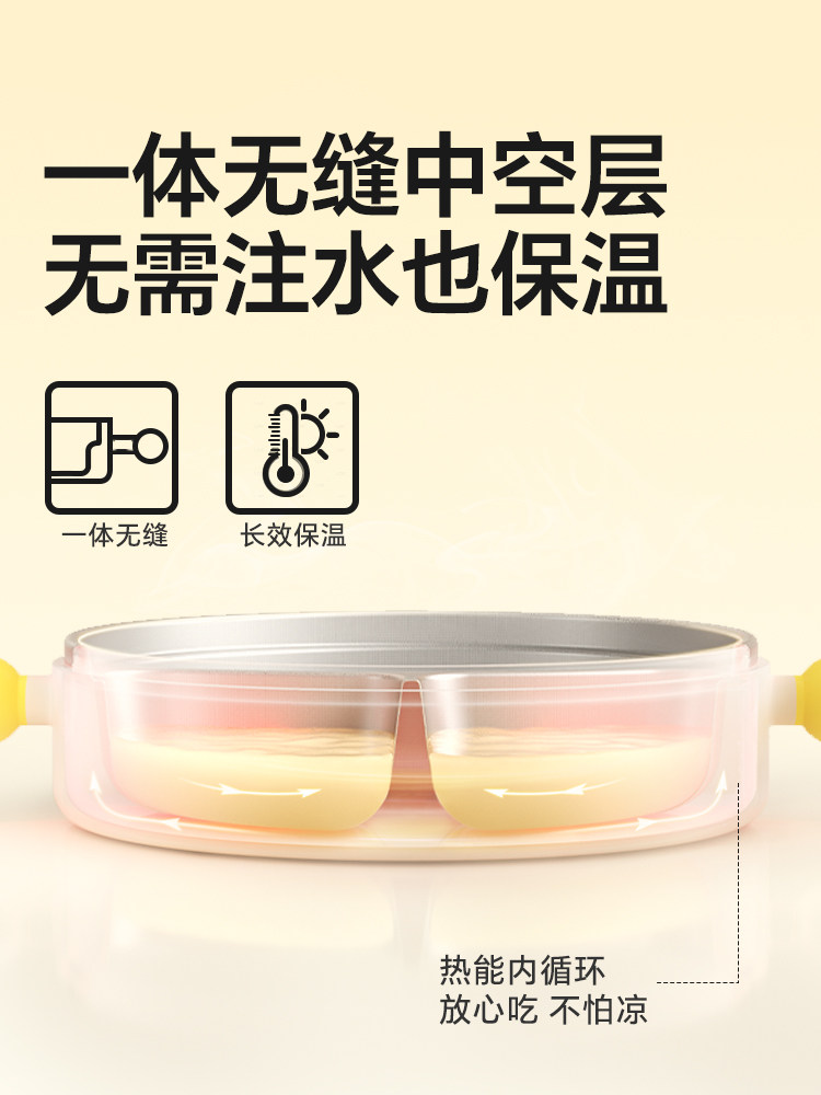 Royal Pet Baby Feeding Plate, Self-Feeding, Divided, Suction Cup Type, Complementary Food, Baby Water-Filled, Insulated, Stainless Steel, Children's Dining Plate