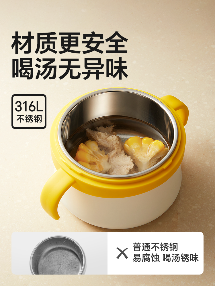 Royal Pet Baby Food Bowl, Special Insulated Soup Drinking Bowl with Straw, Stainless Steel Newborn Rice Cereal Eating Utensils