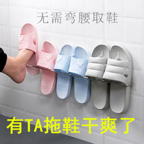 2 Bathrooms slippers Stainless Steel Free punching toilet accommodating rack wall-mounted shelve toilet Put shoe rack