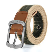 Male and female Needle Buckle Canvas Belt Casual work pants with Korean version Chaumen Students Youth Army Training Outdoor