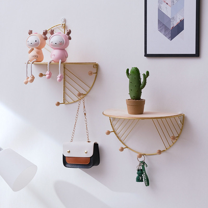 ins rack wall free punch Nordic style wall product display shelf bedroom room hook storage shelf