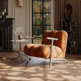 Средневековый повседневный диван-кресло в стиле ваби-саби, дизайнерское кресло для гостиной, балкона, Чандигарха, кресло из овчины