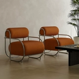 Одиночный диван-кресло в стиле Баухауз из нержавеющей стали, индивидуальное креативное вельветовое ретро-кресло особой формы в стиле ретро, минималистичный стул для отдыха