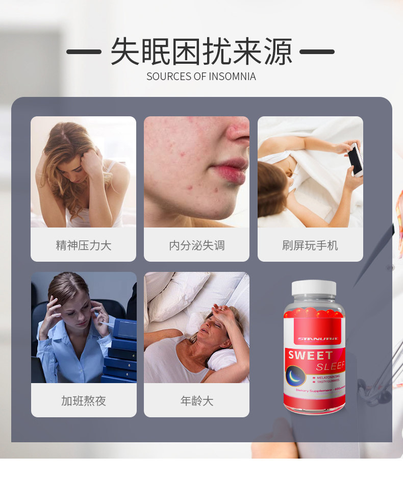 美国原产 Stanutre 褪黑素软糖 60粒 安神促睡眠无依赖 图3