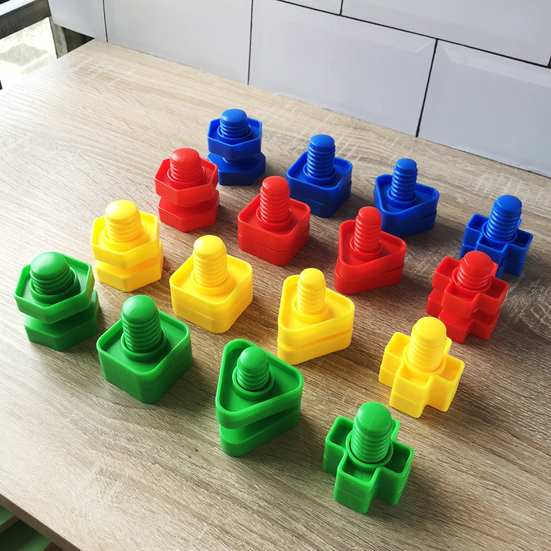 Children's Montessori screw screw early education building block 1-2-3-4 year old baby shape pairing cognitive toy hand-eye coordination