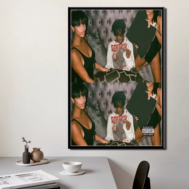 [Постеры печати Новая горячая футболка Playboi Carti Die Lit Рэпер Музыка]