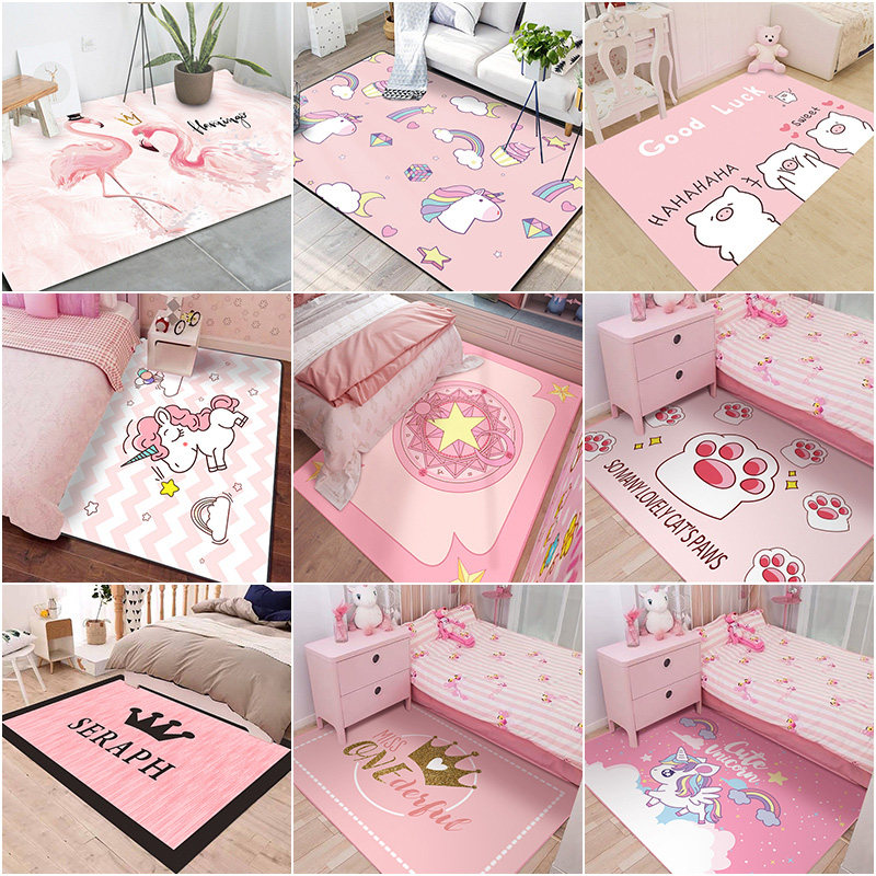 The same style of net red carpet bedroom is full of cute ins girls style bedside blanket can sleep and sit under the bed living room floor mat