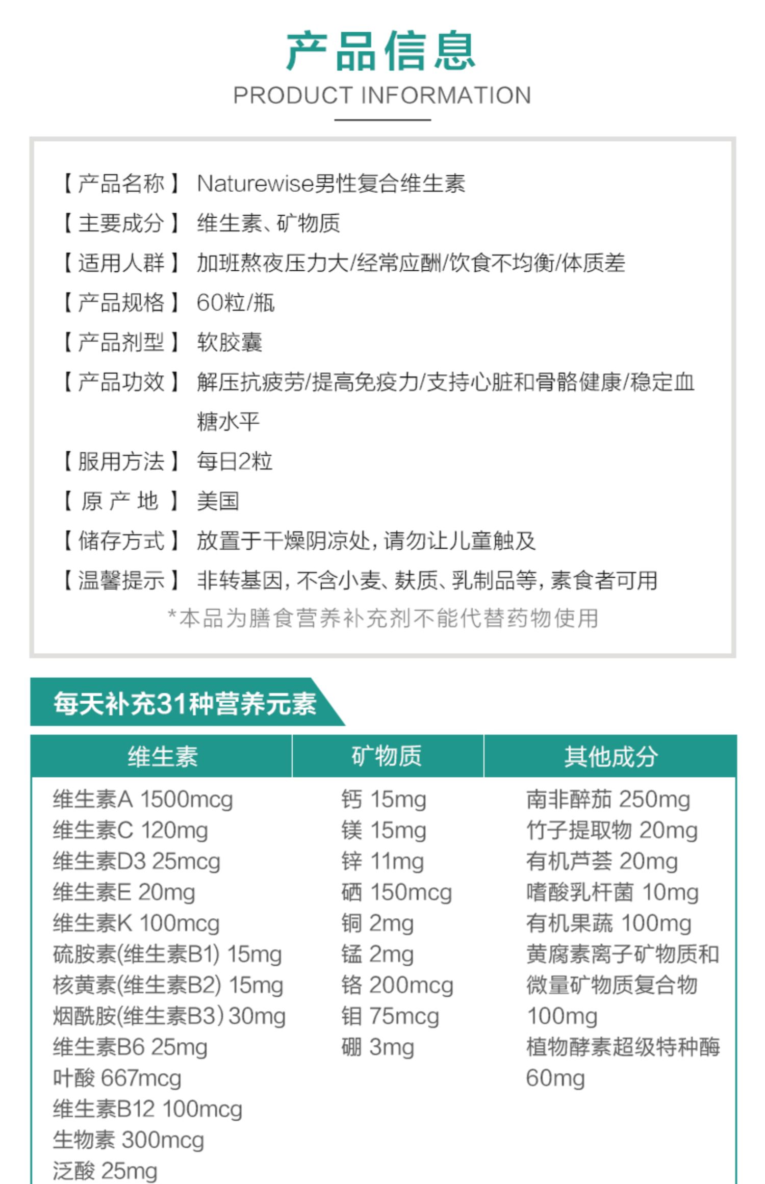 Naturewise男性复合综合维生素