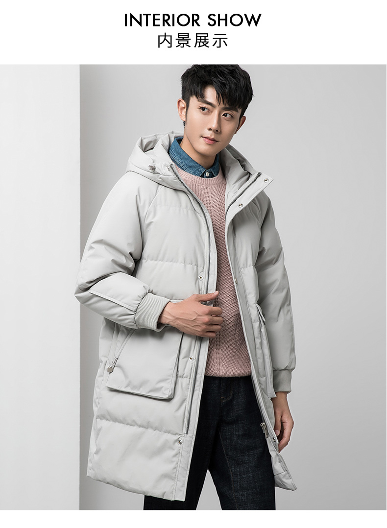雅鹿 男士中长款羽绒服 90%含绒量 图12