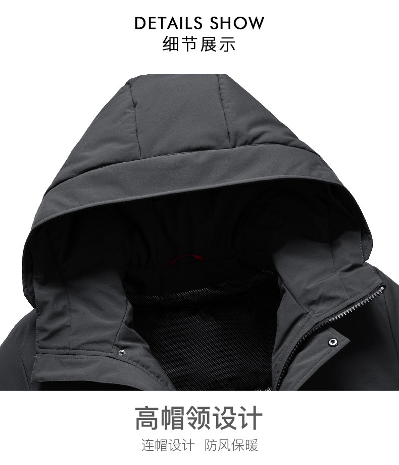 雅鹿 男士中长款 连帽保暖羽绒服 90%鹅绒 红外蓄热内里 图16