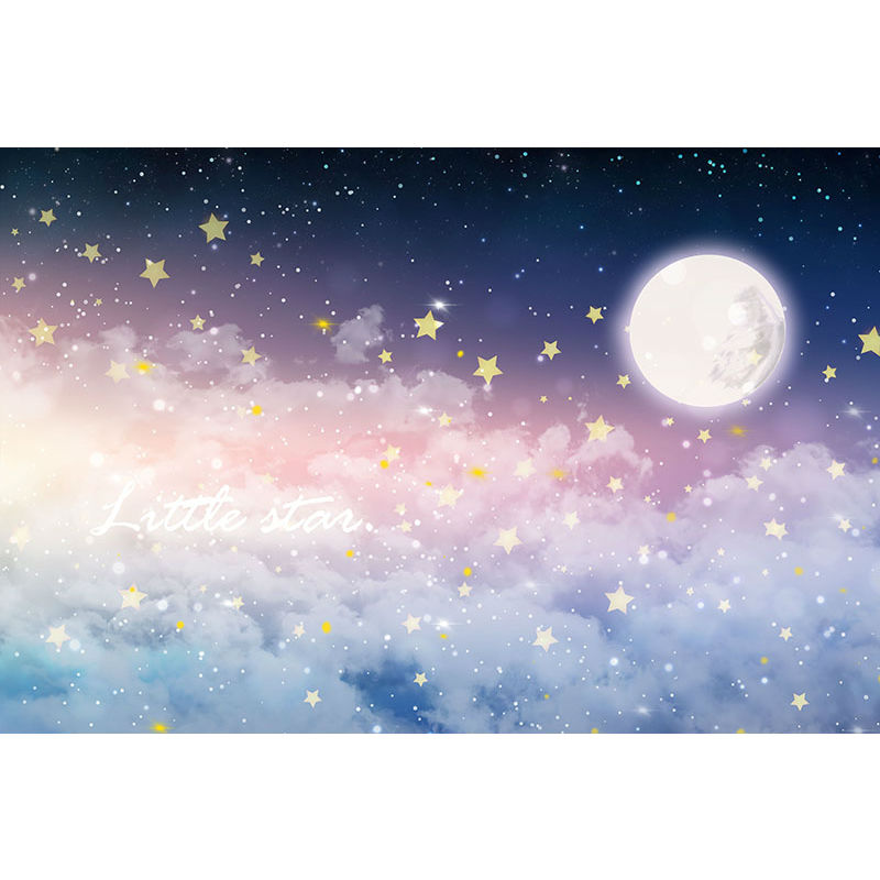 8d梦幻渐变星空儿童房背景墙纸粉色墙布云彩沙发床头月亮壁纸壁画 Taobao