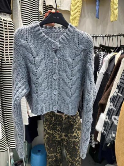 Guangzhou Thirteen Rows Women's High-End Korean Dongdaemun Hollow Knit Cardigan Autumn and Winter Shenzhen Nanyou Sweater Jacket