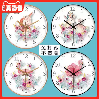 Nordic wall clock fawn mute wall clock decoration living room creative fashion simple modern home bedroom clock hanging