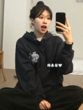Han Tae Pear Южная Корея, покупая Махагрида за печатью с капюшоном без капля без пуха, соединяющего свитер, Ли Нуо, та же модель
