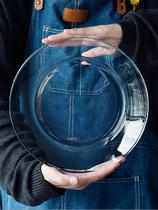 Microwave oven tempered transparent glass Fruit salad plate tableware Heat-resistant Nordic creative plate dish plate Household