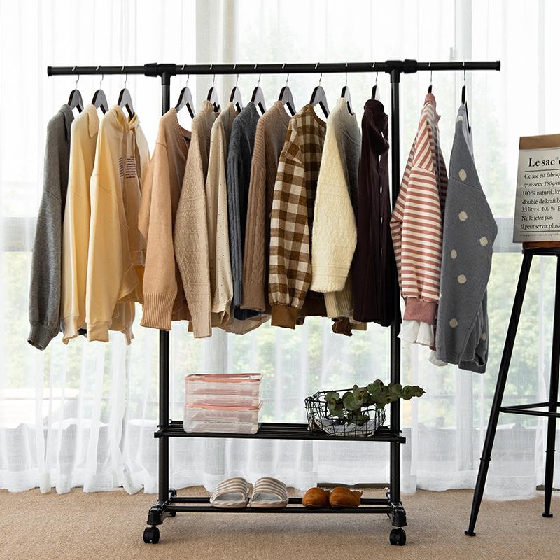 Portable clothes hanger balcony floor folding dormitory indoor clothes hanging rod telescopic small travel drying clothes