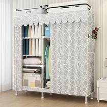 Wardrobe Modern simple rental room with simple wardrobe Steel pipe thickened thickened cloth wardrobe Household bedroom hanging wardrobe