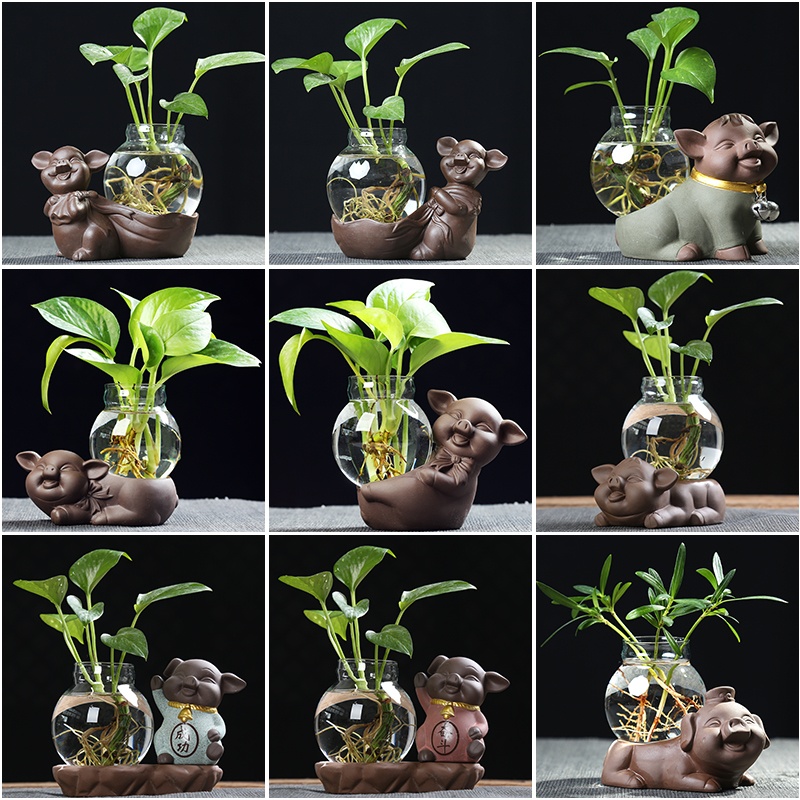 Hydroponic gold Ge glass small vase retro small monk Ceramics Flowers Inserts Zen of the Living Room Zen Sermon Tea Road Tea darling