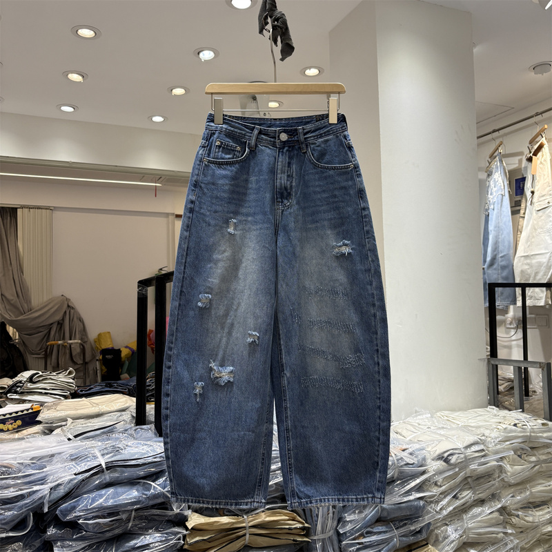 European Style 37368 High-Waisted Wide-Leg Pants for Women, Summer 2026, Thin, Slimming, Versatile, Loose-Fitting Denim Long Pants