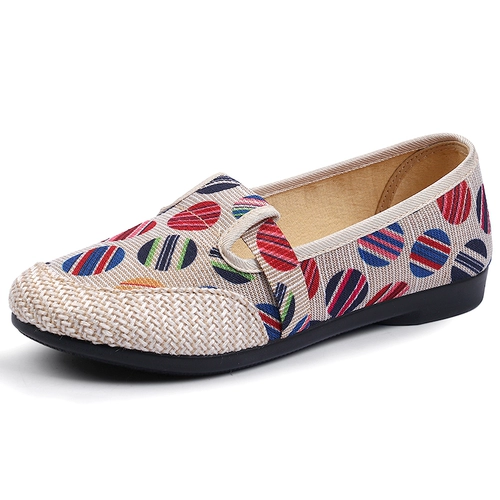 Новые старые пекинские туфли на плоской подошве для женщин, туфли с вышивкой в этническом стиле, льняные туфли для мам на мягкой подошве, туфли из нескользящей ткани, туфли Hanfu