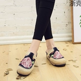Весна и лето возле дома тапочки Baotou, Leisure Linen, Thai Thai Bighe -Heded Slippers Вышитые тканевые туфли дамы сандалии