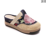 Весна и лето возле дома тапочки Baotou, Leisure Linen, Thai Thai Bighe -Heded Slippers Вышитые тканевые туфли дамы сандалии