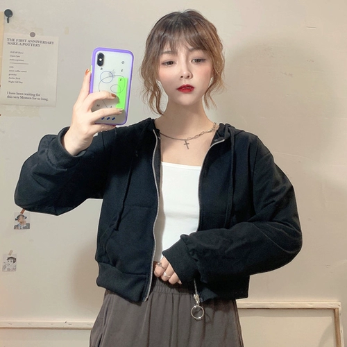 Tide, толстовка, короткий лонгслив с капюшоном, тонкая осенняя куртка, в корейском стиле