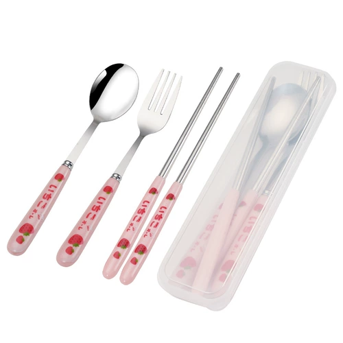 Посуда из нержавеющей стали, палочки для еды, ложка, портативный комплект, коробка, подарок на день рождения, делается под заказ, с печатью вашего логотипа