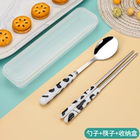 [Стиль молочной коры] ложка+палочки для еды+коробка двух -купоток