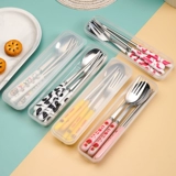 Посуда из нержавеющей стали, палочки для еды, ложка, портативный комплект, коробка, подарок на день рождения, делается под заказ, с печатью вашего логотипа