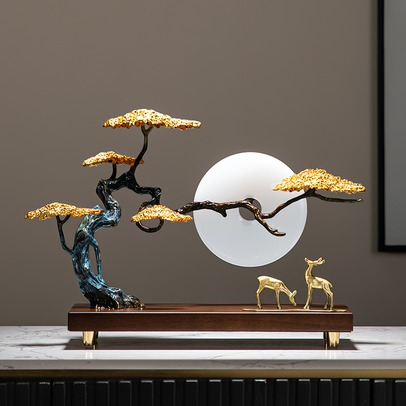 Welcome Pine and Copper Deer Ornament, New Chinese Style Entrance Hall Decoration, High-End Office Crafts, Housewarming Gift Welcome Pine and Copper Deer Ornament, New Chinese Style Entrance Hall Decoration, High-End Office Crafts, Housewarming Gift
