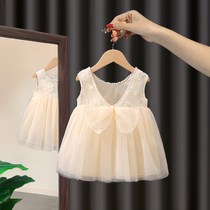 Girls summer dress 2021 summer new baby girl princess dress childrens skirt baby puffy gauze dress tide