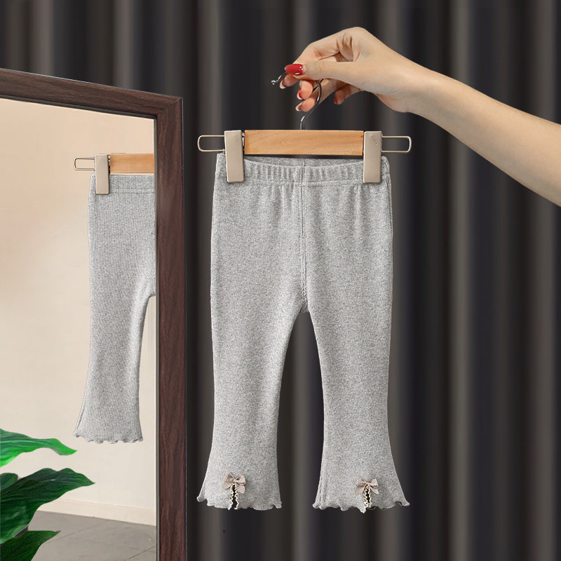 Girl Inside Lap Pants 2022 New Children Foreign Pie Slim Fit Outside Wearing Long Pants Horn Spring Autumn Female Baby Spring Dress Tide