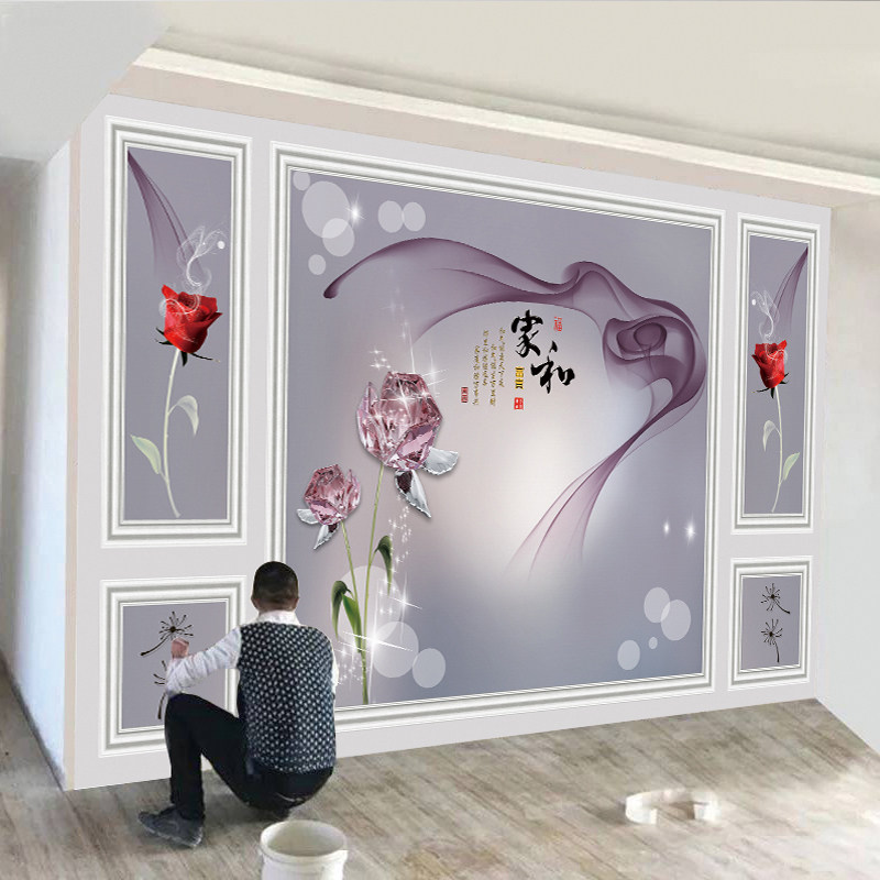 TV background wall wallpaper decoration living room custom wall covering decoration comes with border mural silk custom wall covering