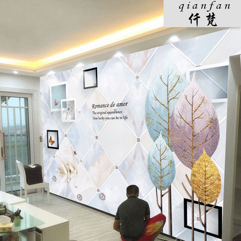 Nordic Atmosphere Luxurious TV Background Wall Wallpaper Mural Web Red Real Silk Wall Cloth Living Room Furnishing Unwoven Fabric Wallpaper