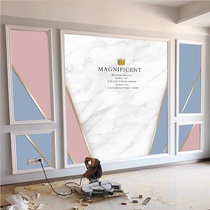 Customized mural living room bedroom simple modern Nordic Net red geometric pink wallpaper TV background wall wallpaper cloth