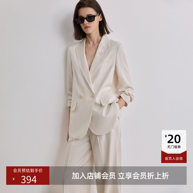 [100% Acetic Acid] Lily New Summer Women's Clothing Professional Work Casual High-End Beige Suit Jacket