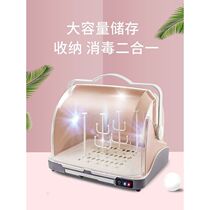 Bottle storage box New baby baby tableware UV disinfection drain rack with cover dustproof portable large