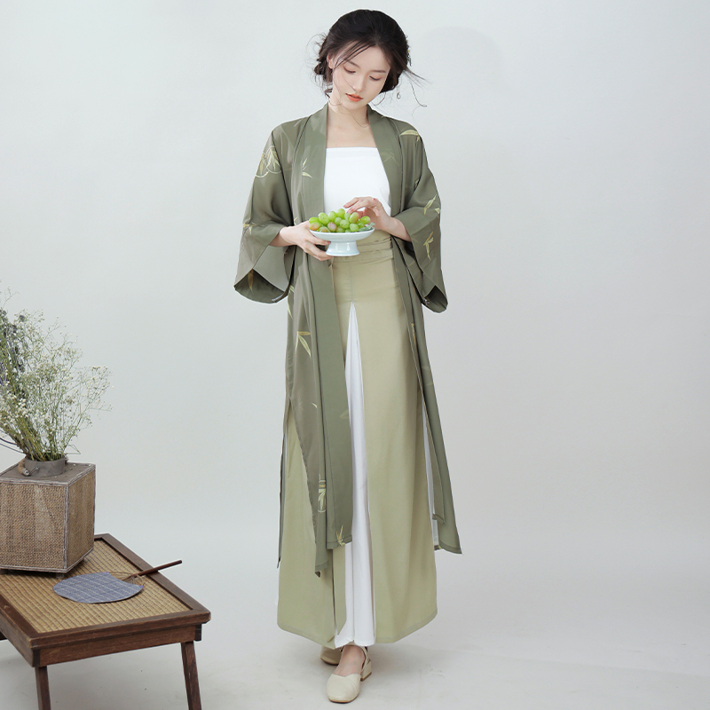 Qiyi Original Hanfu for Women, Song Dynasty Style [Lanting Xu] Changgian Temple Double-Breasted Modified Han Element Three-Pleated Skirt for Autumn