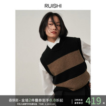RUISHI Richter OL manpower One piece of alpaca wool Classic old flowers Coloured blouses waistcoat Knitted Vest Winter