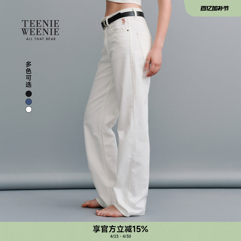 Teenieweenie Bearnova Spring and Summer Retro Washed Jeans Personalized Casual Straight Pants Cigarette Pants