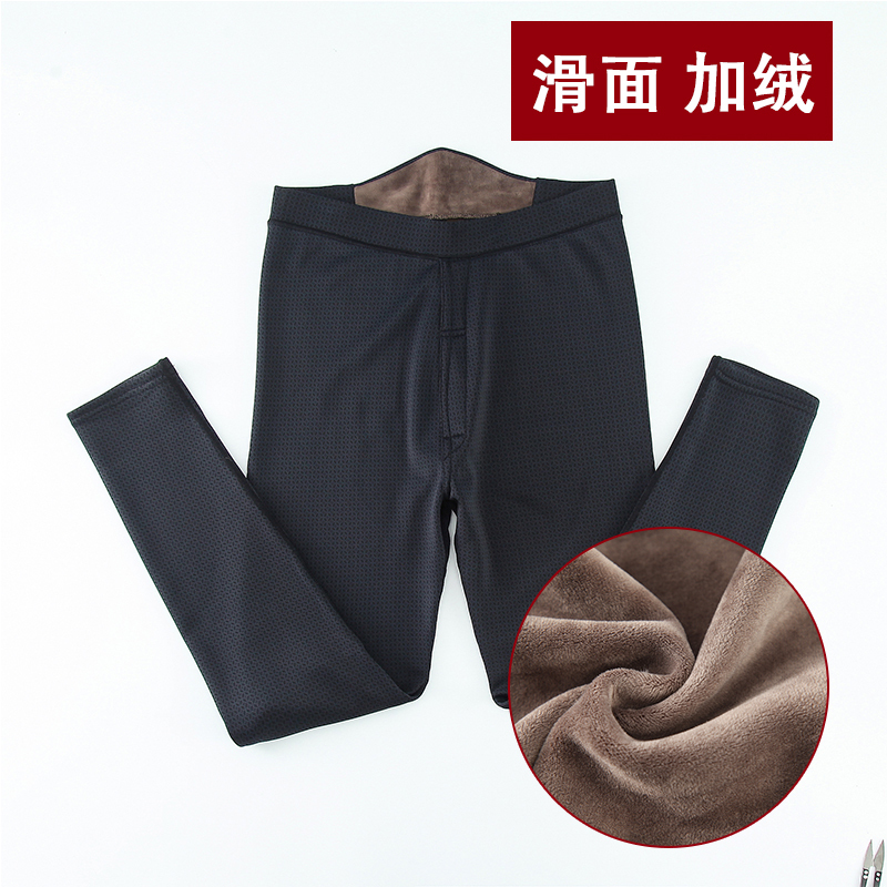Men's Smooth Cotton Pants with Fleece Lining, Thickened Knee Protection, Warm Pants, Thin Fleece Thermal Pants, Northeast Plus Size, Slim Fit, Winter