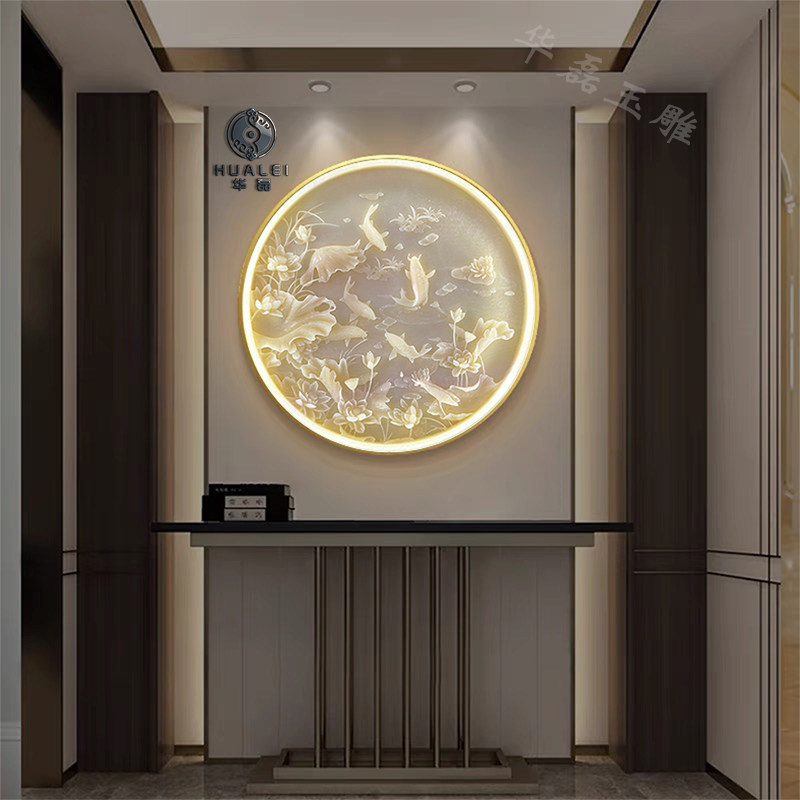 天然玉石浮雕新中式屏风壁画：打造古典雅致家居空间！-玉雕-淘宝好物网