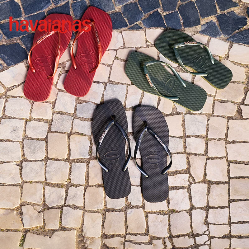 Пляжные шлепанцы Havaianas Haweina Square нового квадратного носка для женщин, обувь на мягкой подошве, повседневные сандалии с плоской подошвой