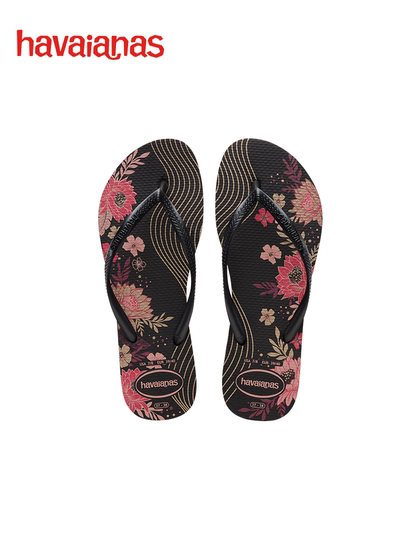 Havaianas哈唯纳Slim Organic女士印花度假人字拖平底凉拖鞋夏季
