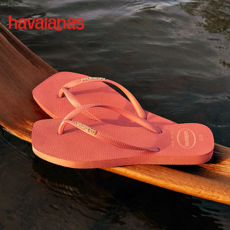 Пляжные шлепанцы Havaianas Haweina Square нового квадратного носка для женщин, обувь на мягкой подошве, повседневные сандалии с плоской подошвой
