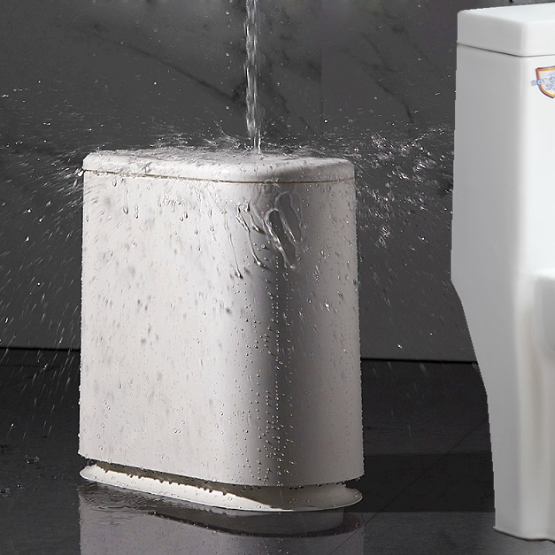 15cm Narrow Gap Bathroom Double-Layer Trash Can with Lid, Toilet Kitchen Household Sealed Odor-Proof Trash Can, Waterproof