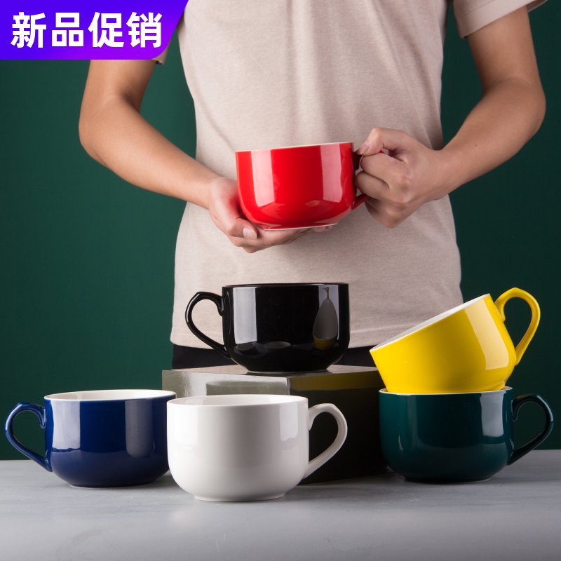 Ceramic cup large capacity 1000ml with cover large cup large cup large tea cylinder household