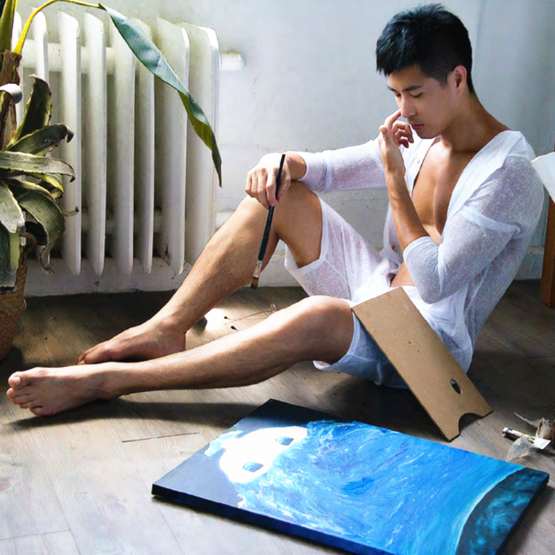 Men's One-Piece European and American Style Long-Sleeved Shorts, Sexy, Youthful, Loose, Casual, Thin Pajamas, Home Clothes, Young, Sexy and Trendy