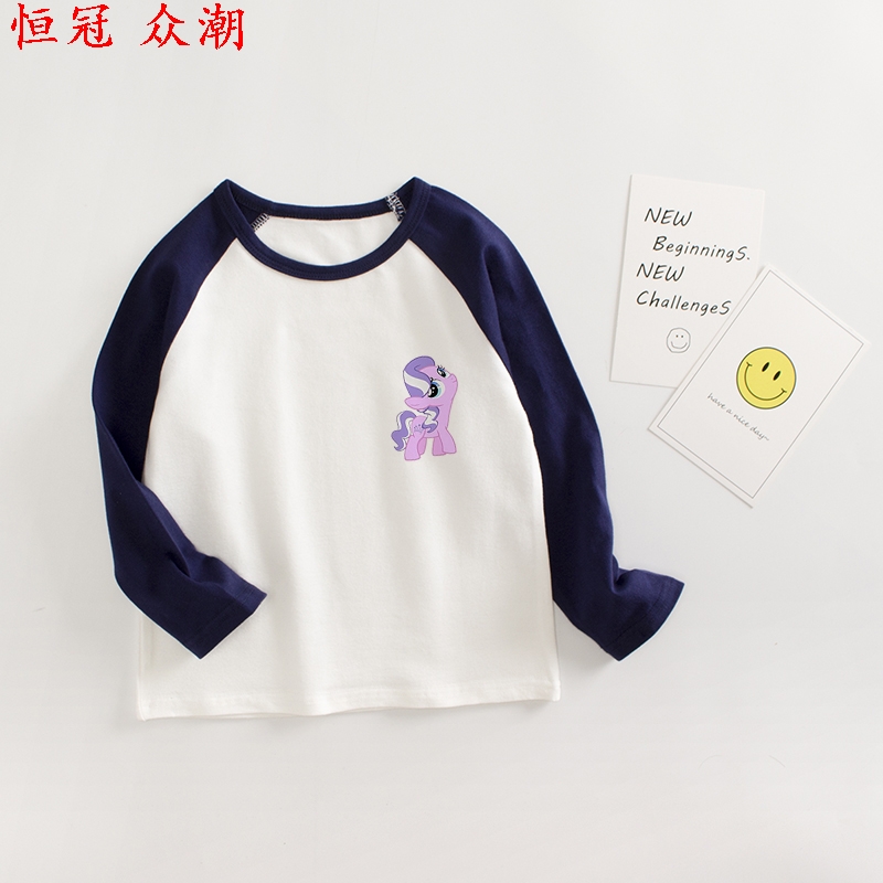 t-shirt cô gái mùa thu váy không khí quần áo trẻ em cotton dài tay đáy chỉnh sửa bé gái t-shirt chút.